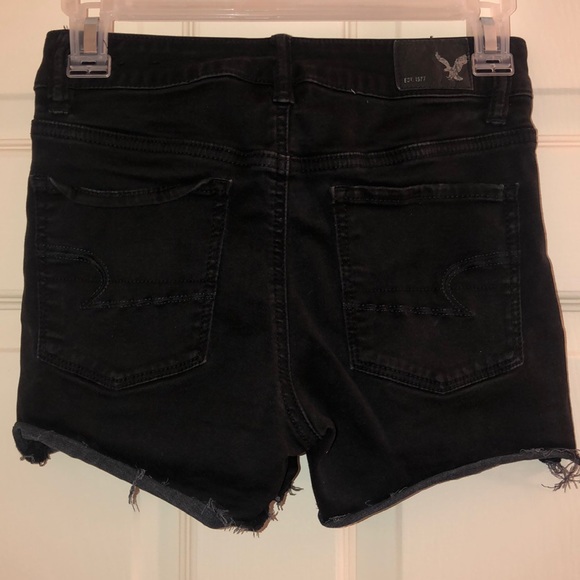 AMERICAN EAGLE black high rise jean shorts - Picture 4 of 7